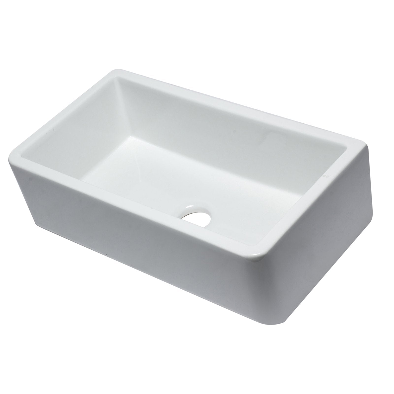 ALFI, ALFI 33" White Smooth Apron Solid Thick Wall Fireclay Single Bowl Farm Sink