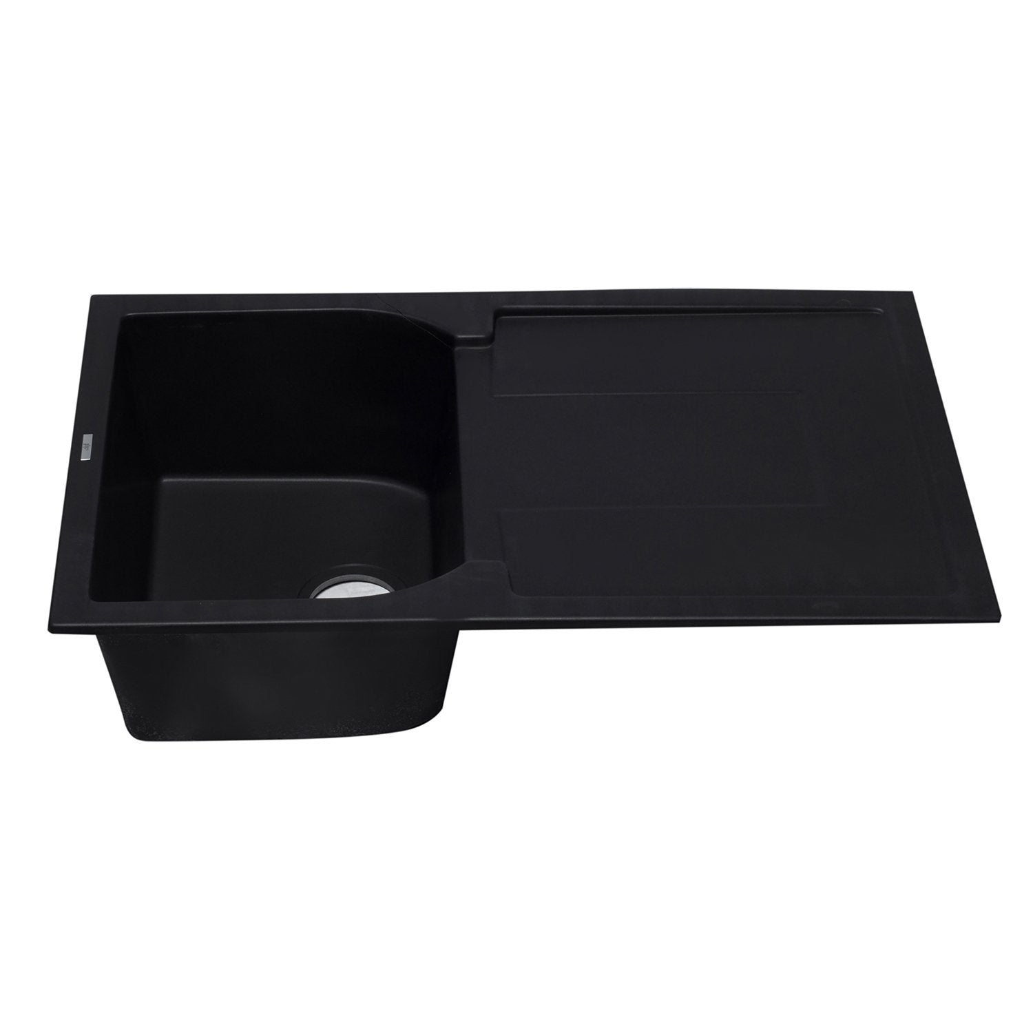 ALFI, ALFI AB1620DI-BLA Black 34" Single Bowl Granite Composite Sink with Drainboard