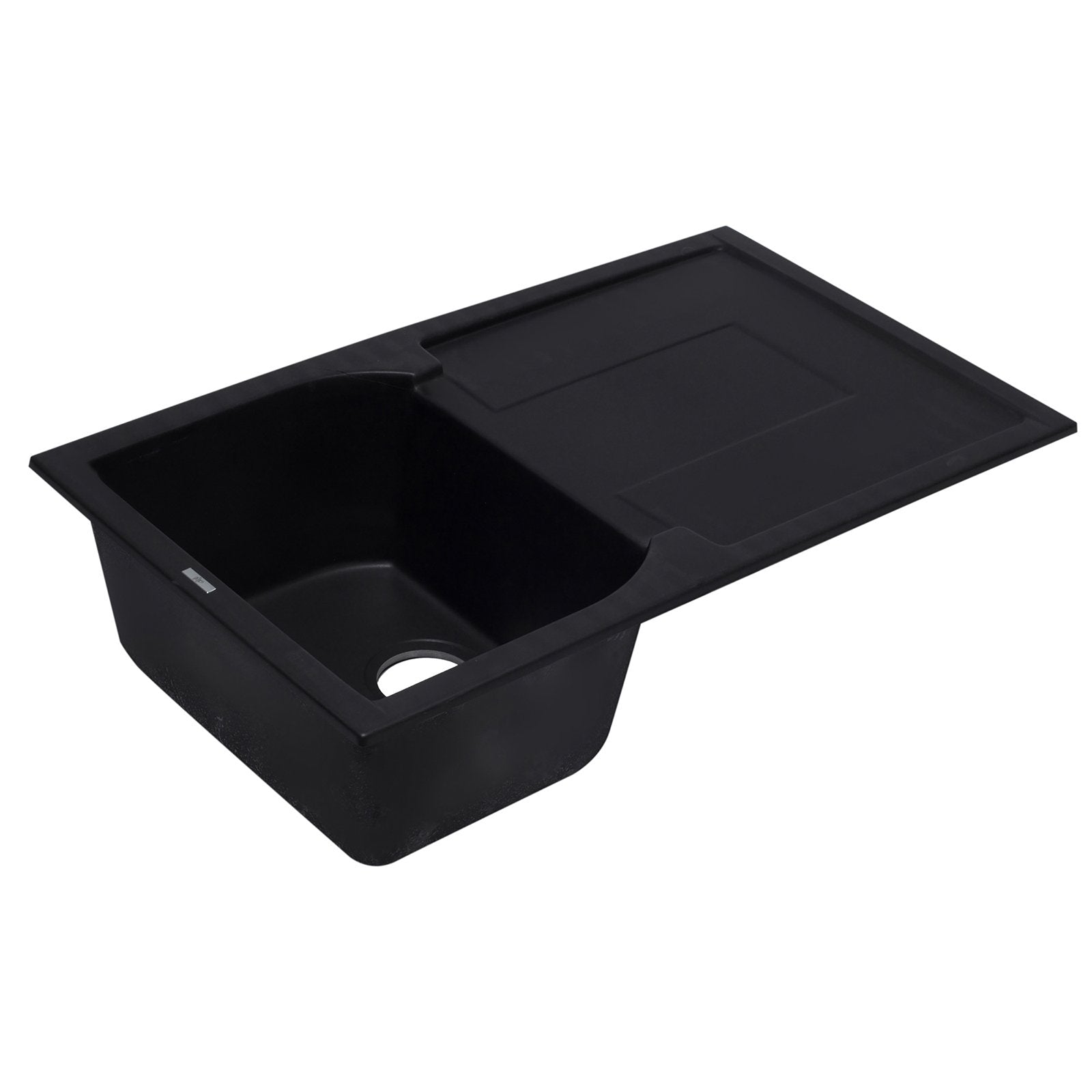 ALFI, ALFI AB1620DI-BLA Black 34" Single Bowl Granite Composite Sink with Drainboard